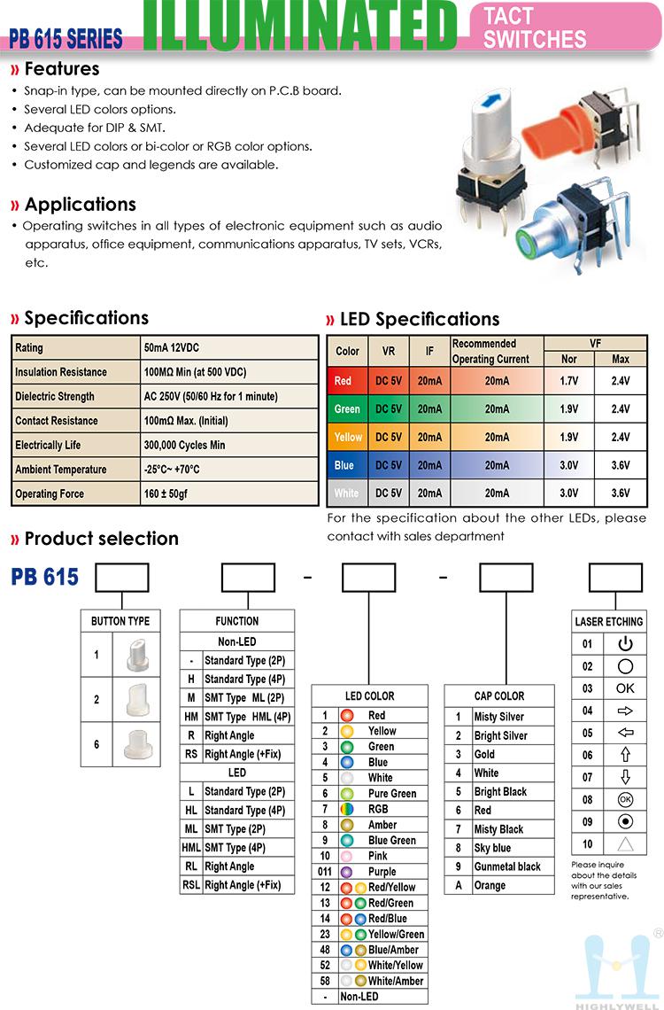 海立hihghly 按鍵開關(guān)PB615